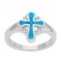 Sterling Silver Lab-Created Blue Opal Cross Ring