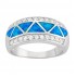 Sterling Silver Cubic Zirconia & Lab-Created Blue Opal Ring