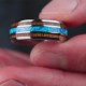 8mm Blue Opal Wood Ring Wedding Band