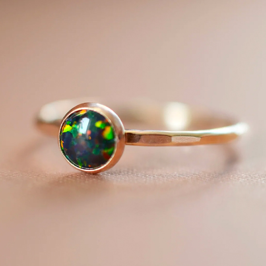 Amazon.com: Gold Opal Ring Band | White Opal 14K Gold Ring Jewelry Wrap  Leaf Ring | Jewelry Gift Box For Lovely Gift : Handmade Products