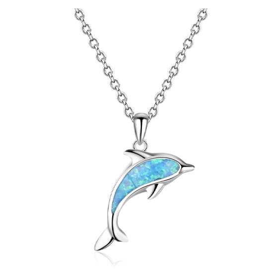 Gold Plated 925 Sterling Silver Dolphin Opal Necklace Pendant